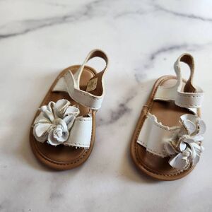 Trimfoot baby girl white floral open toe sandal summer shoe